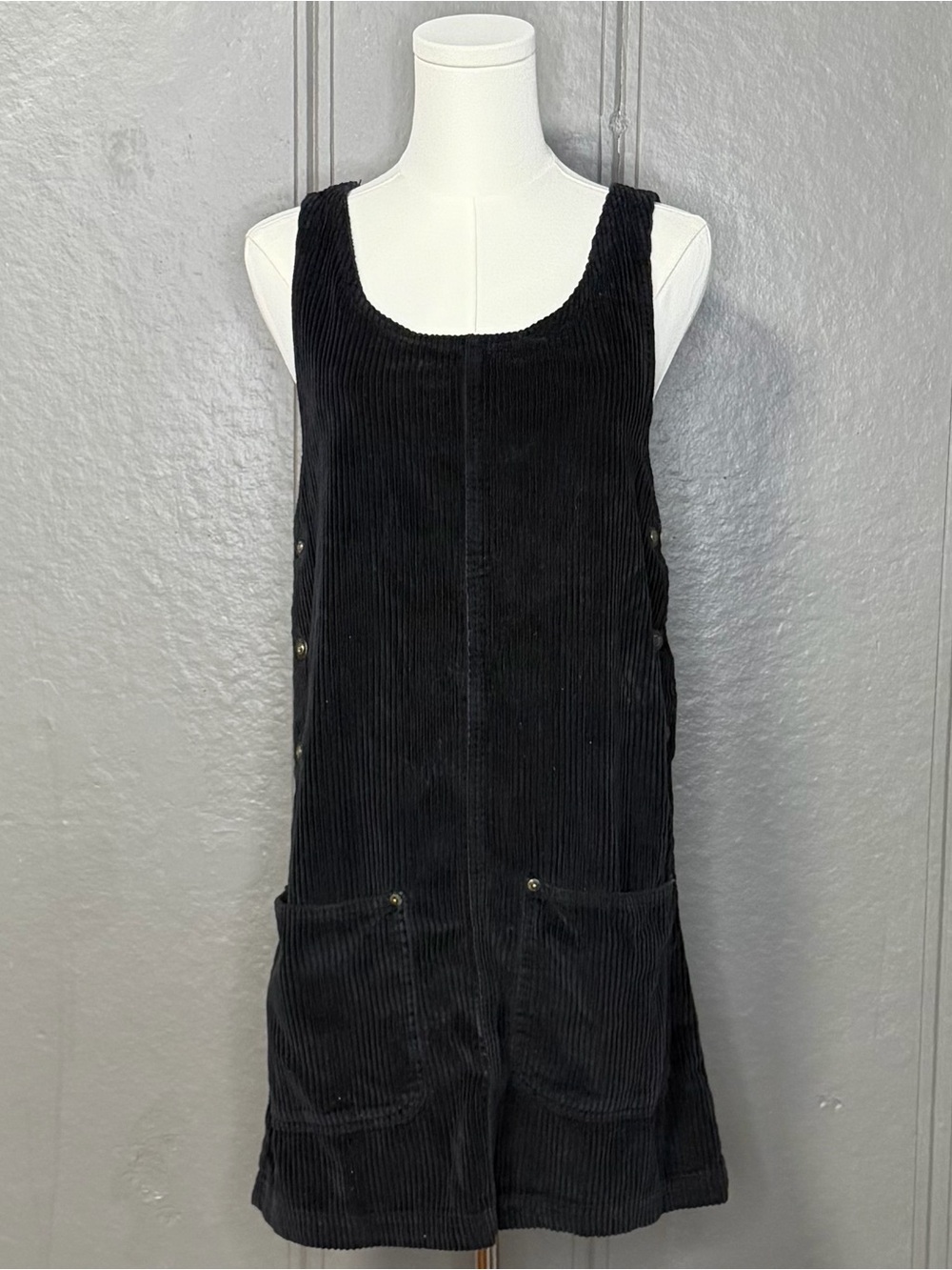 Vintage 90s EXP Jeans by Express Black Corduroy Jumper Dress